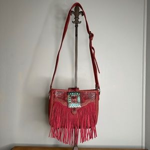 Trinity Ranch Red Leather Crossbody Bag